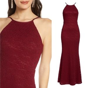 Lulu’s Ephemeral Allure Burgundy Lace Maxi Dress